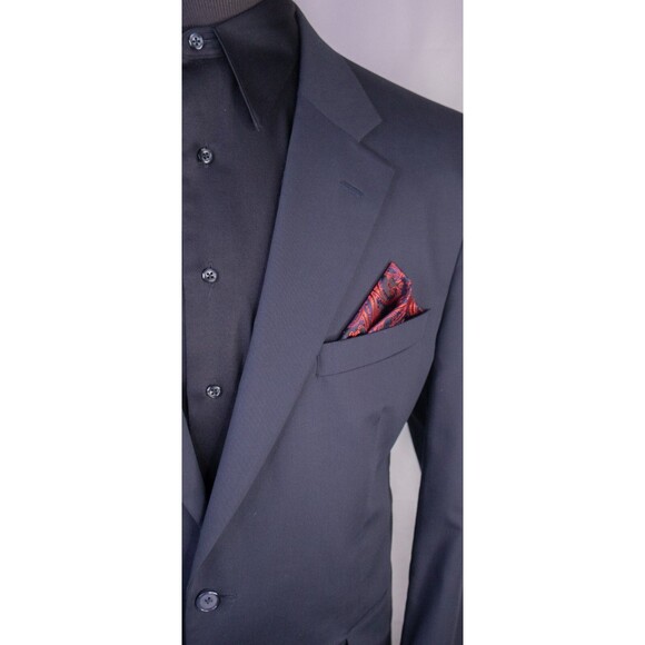 JOS A BANK Mens 44L Solid blue Sport Coat Jacket Blazer Two Button Cotton Blend - Picture 4 of 14